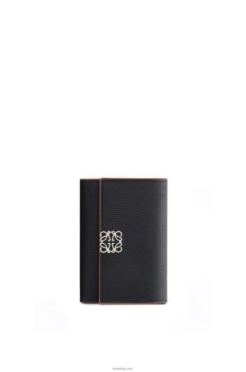 Loewe анаграм малък вертикален портфейл от зърнеста телешка кожа F84B81246 Жени черен
