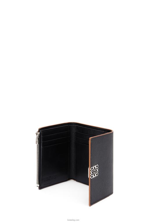Loewe анаграм малък вертикален портфейл от зърнеста телешка кожа F84B81246 Жени черен