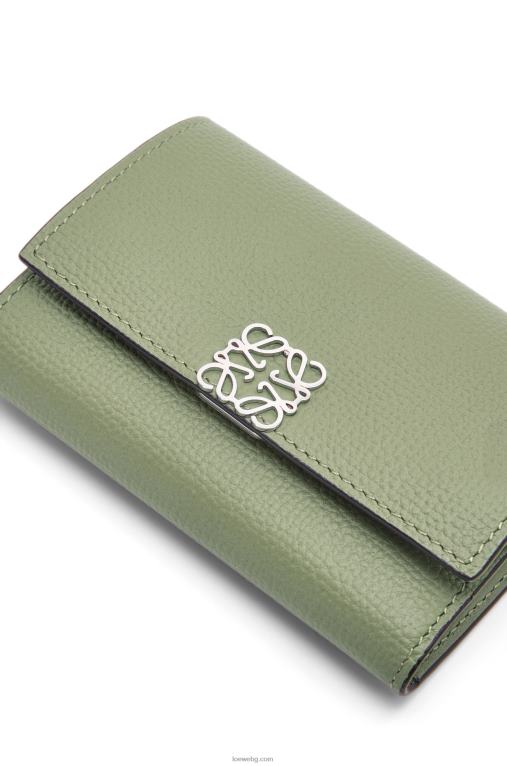 Loewe анаграм малък вертикален портфейл от зърнеста телешка кожа F84B81249 Жени розмарин