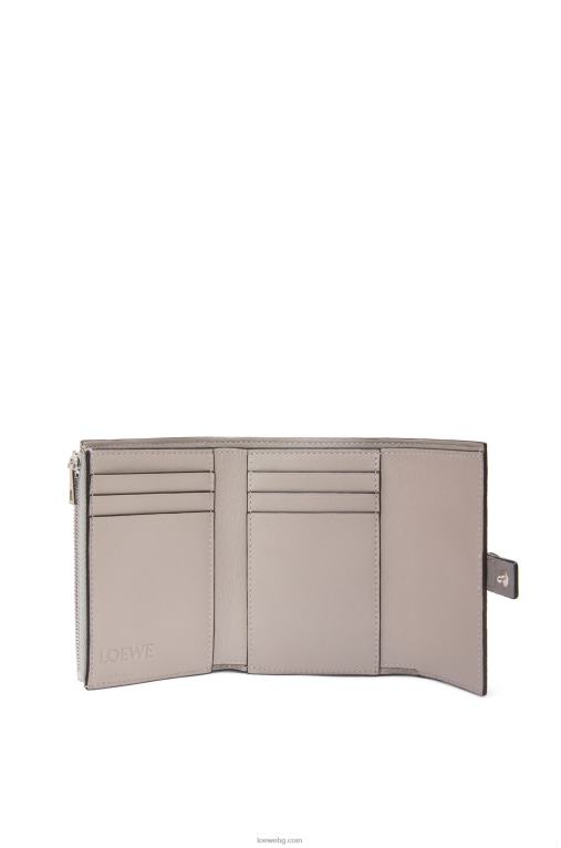 Loewe малък вертикален портфейл от мека зърнеста телешка кожа F84B81252 Жени перлено сиво/светло бледозелено
