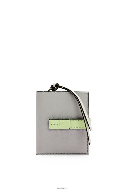 Loewe компактен портфейл с цип от мека зърнеста телешка кожа F84B81253 Жени перлено сиво/светло бледозелено