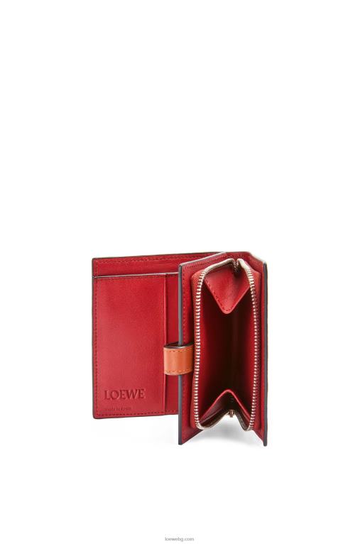 Loewe компактен портфейл с цип от мека зърнеста телешка кожа F84B81257 Жени светъл карамел/пекан