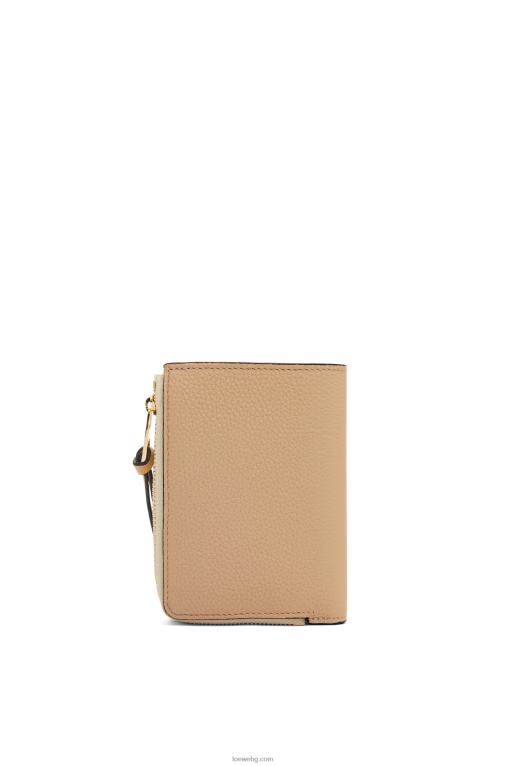 Loewe тънък двоен портфейл с цип от мека зърнеста телешка кожа F84B81265 Жени масло/блед лимон
