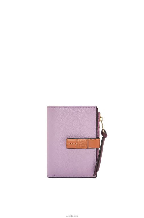 Loewe тънък двоен портфейл с цип от мека зърнеста телешка кожа F84B81269 Жени мръсно лилаво/тен