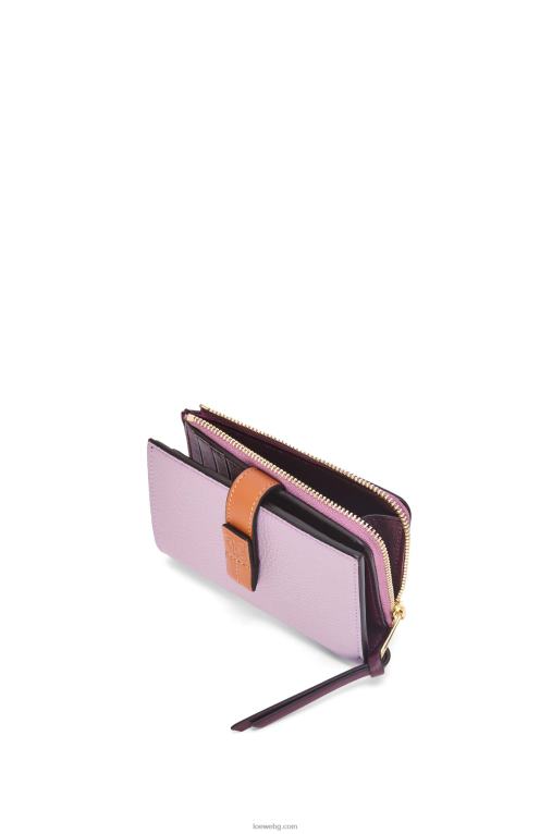 Loewe тънък двоен портфейл с цип от мека зърнеста телешка кожа F84B81269 Жени мръсно лилаво/тен