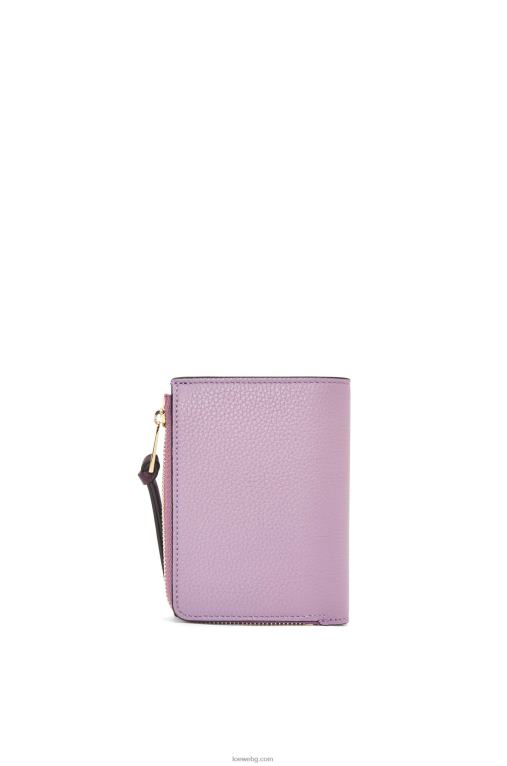 Loewe тънък двоен портфейл с цип от мека зърнеста телешка кожа F84B81269 Жени мръсно лилаво/тен