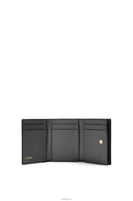 Loewe повторен троен портфейл от релефна копринена телешка кожа F84B81274 Жени черен