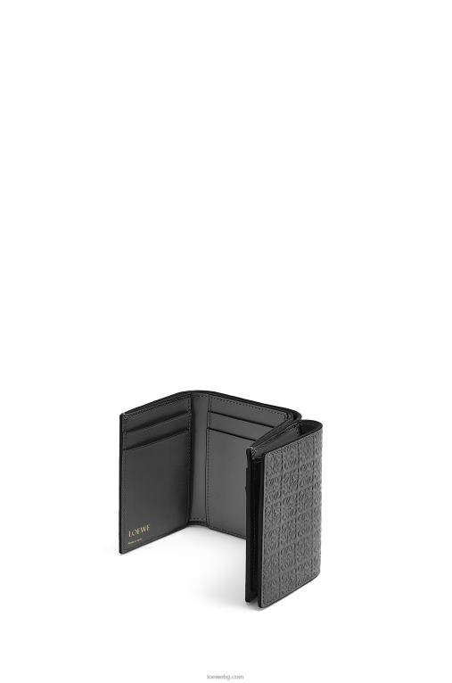Loewe повторен троен портфейл от релефна копринена телешка кожа F84B81274 Жени черен
