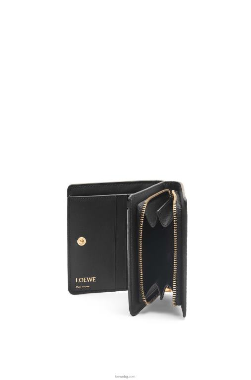 Loewe повторен компактен портфейл с цип от релефна копринена телешка кожа F84B81275 Жени черен