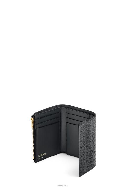 Loewe повтарящ се малък вертикален портфейл от релефна копринена телешка кожа F84B81276 Жени черен