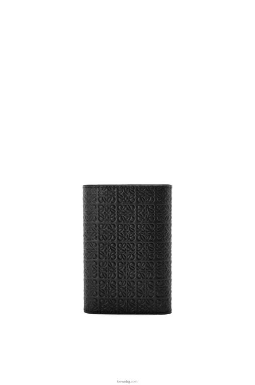 Loewe повтарящ се малък вертикален портфейл от релефна копринена телешка кожа F84B81276 Жени черен