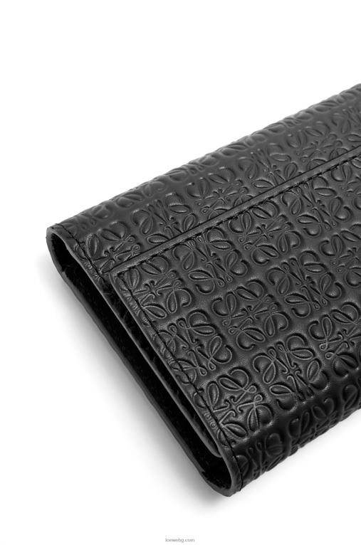 Loewe повтарящ се малък вертикален портфейл от релефна копринена телешка кожа F84B81276 Жени черен