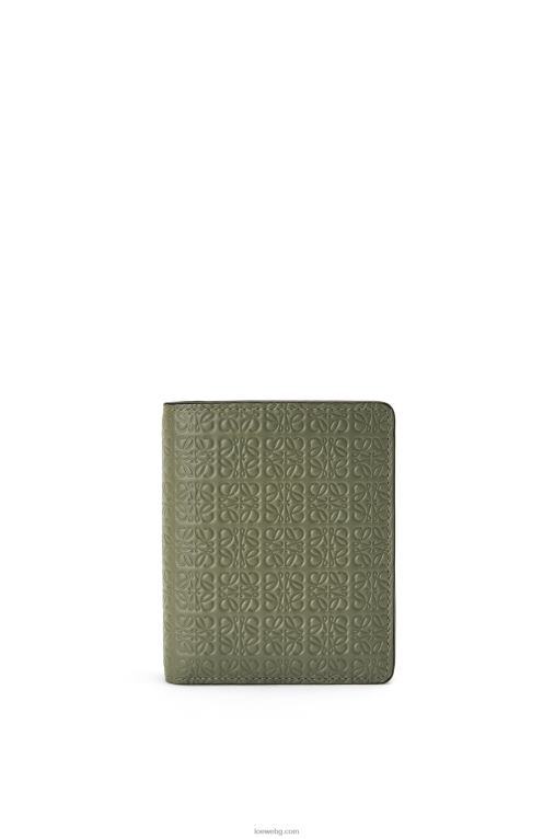 Loewe повторен компактен портфейл с цип от релефна копринена телешка кожа F84B81278 Жени авокадо зелено