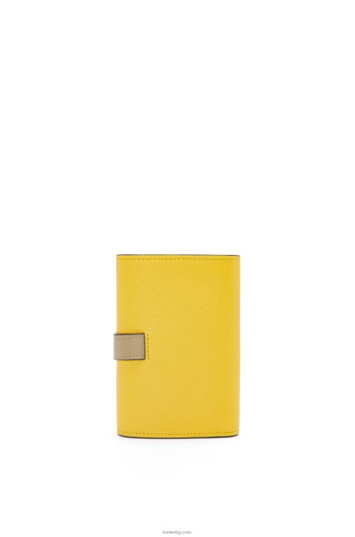 Loewe малък вертикален портфейл от мека зърнеста телешка кожа F84B81282 Жени жълто/глинесто зелено