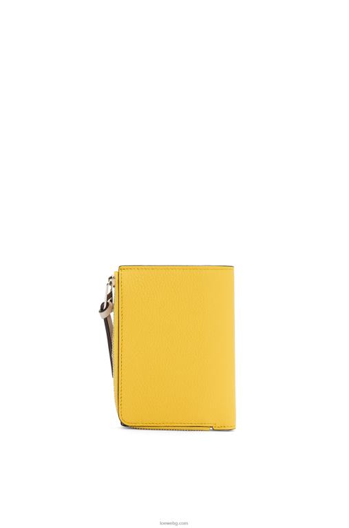 Loewe тънък двоен портфейл с цип от мека зърнеста телешка кожа F84B81283 Жени жълто/глинесто зелено
