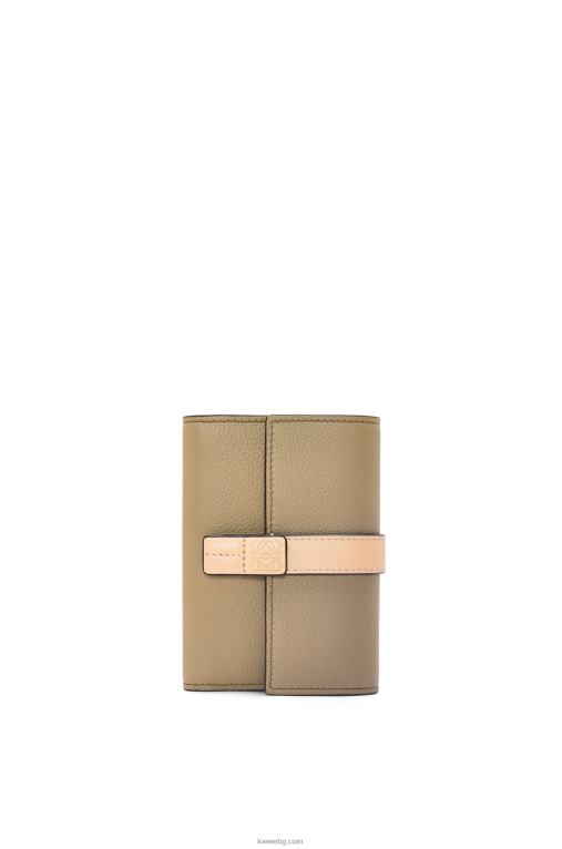 Loewe малък вертикален портфейл от мека зърнеста телешка кожа F84B81287 Жени артишок зелено/прашно бежово
