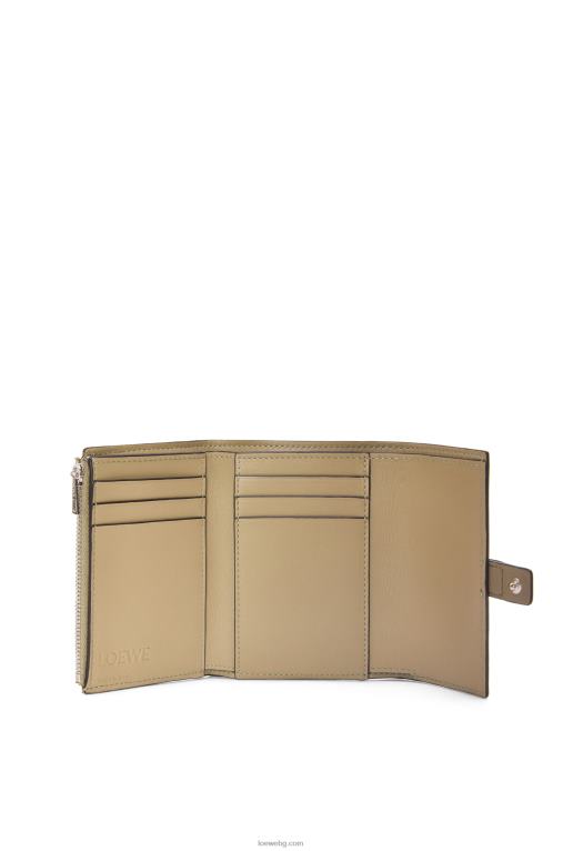 Loewe малък вертикален портфейл от мека зърнеста телешка кожа F84B81287 Жени артишок зелено/прашно бежово