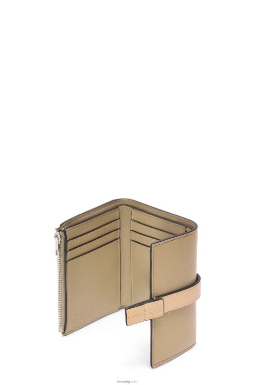 Loewe малък вертикален портфейл от мека зърнеста телешка кожа F84B81287 Жени артишок зелено/прашно бежово