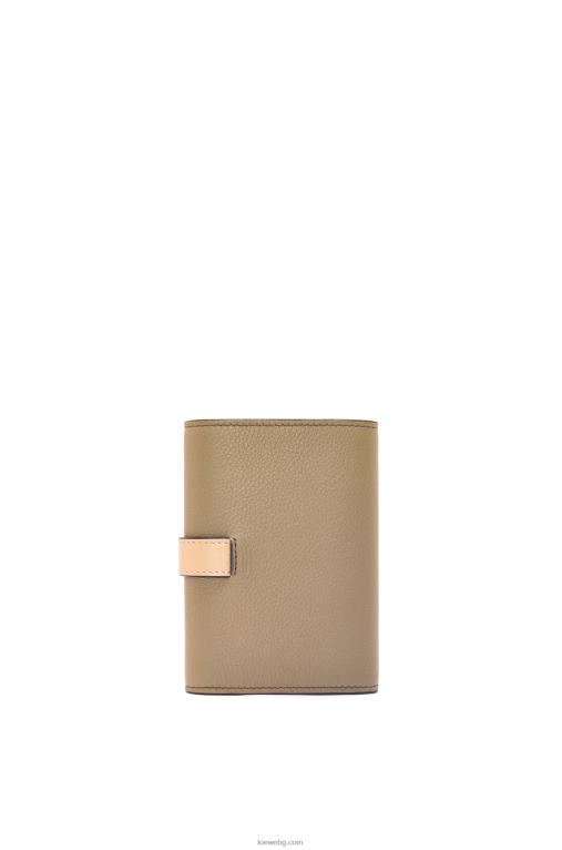 Loewe малък вертикален портфейл от мека зърнеста телешка кожа F84B81287 Жени артишок зелено/прашно бежово