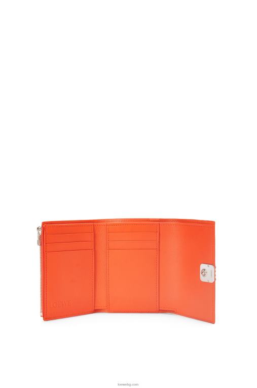 Loewe анаграм малък вертикален портфейл от зърнеста телешка кожа F84B81292 Жени оранжево