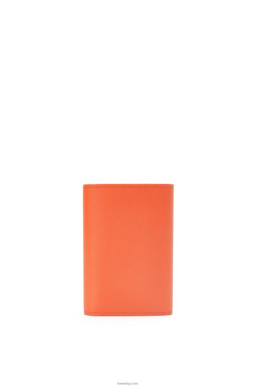 Loewe анаграм малък вертикален портфейл от зърнеста телешка кожа F84B81292 Жени оранжево