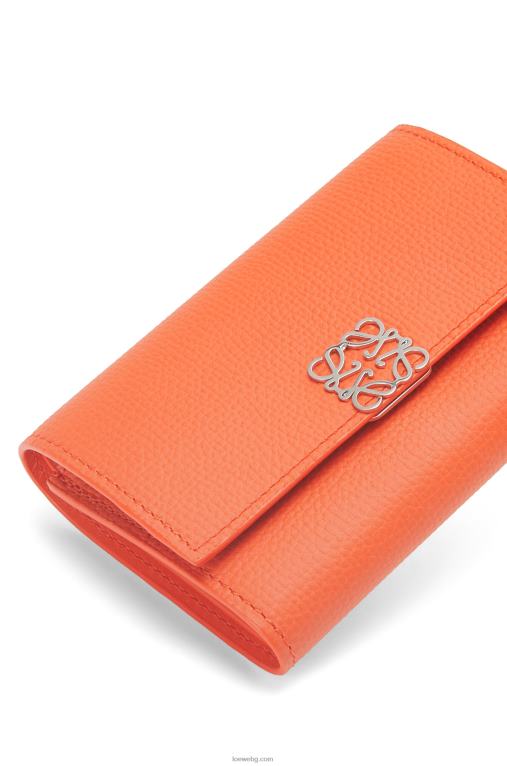 Loewe анаграм малък вертикален портфейл от зърнеста телешка кожа F84B81292 Жени оранжево