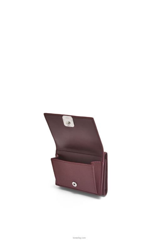 Loewe анаграм троен портфейл от зърнеста телешка кожа F84B81296 Жени бордо