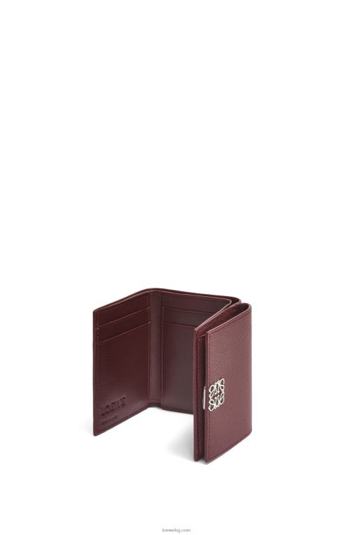 Loewe анаграм троен портфейл от зърнеста телешка кожа F84B81296 Жени бордо
