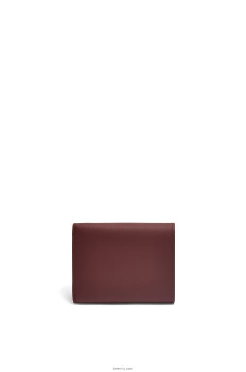 Loewe анаграм троен портфейл от зърнеста телешка кожа F84B81296 Жени бордо