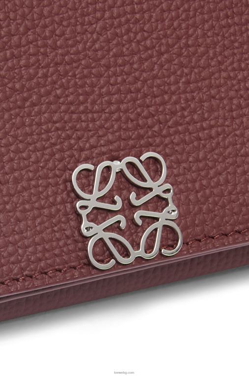 Loewe анаграм троен портфейл от зърнеста телешка кожа F84B81296 Жени бордо