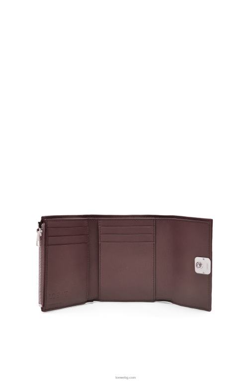 Loewe анаграм малък вертикален портфейл от зърнеста телешка кожа F84B81297 Жени бордо
