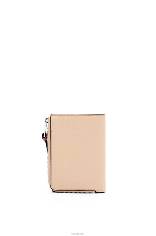 Loewe тънък двоен портфейл с цип от мека зърнеста телешка кожа F84B81298 Жени гол/цитронела
