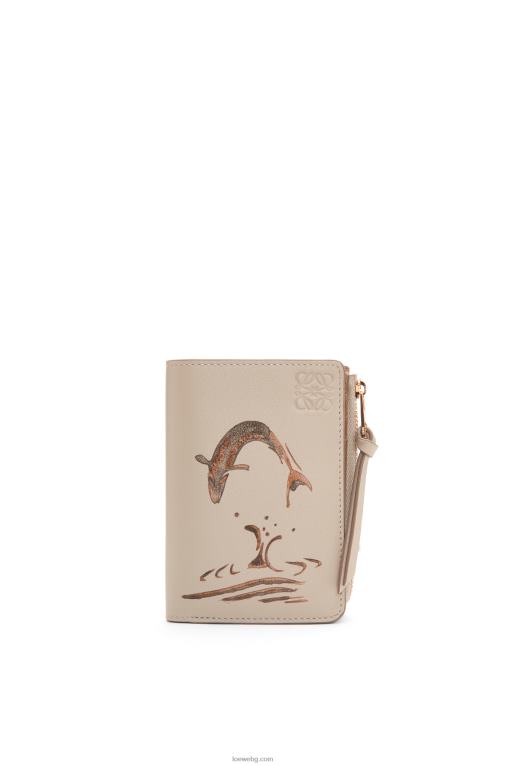 Loewe тънък портфейл с цип от класическа телешка кожа F84B81302 Жени лек овес