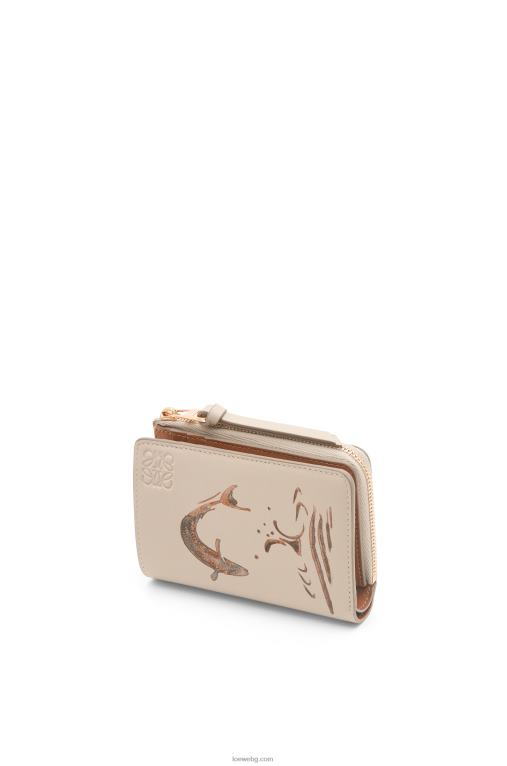 Loewe тънък портфейл с цип от класическа телешка кожа F84B81302 Жени лек овес