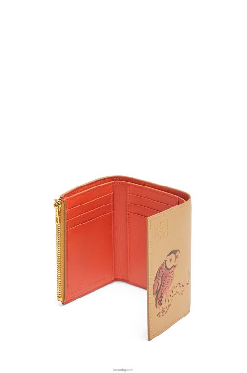 Loewe бухал малък вертикален портфейл от класическа телешка кожа F84B81306 Жени дюна