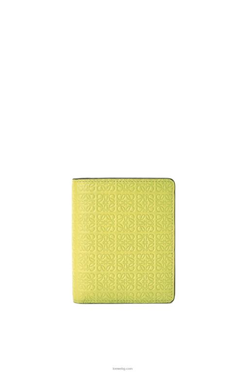Loewe компактен портфейл с цип от релефна копринена телешка кожа F84B81312 Жени лайм жълто