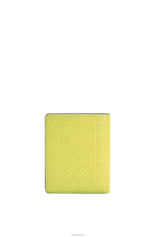 Loewe компактен портфейл с цип от релефна копринена телешка кожа F84B81312 Жени лайм жълто