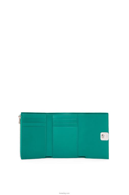 Loewe анаграм малък вертикален портфейл от зърнеста телешка кожа F84B81318 Жени изумрудено зелено