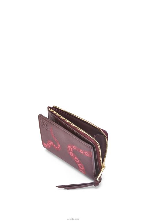 Loewe тънък портфейл с цип Octopus от класическа телешка кожа F84B81303 Жени подрязвам