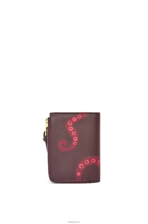 Loewe тънък портфейл с цип Octopus от класическа телешка кожа F84B81303 Жени подрязвам