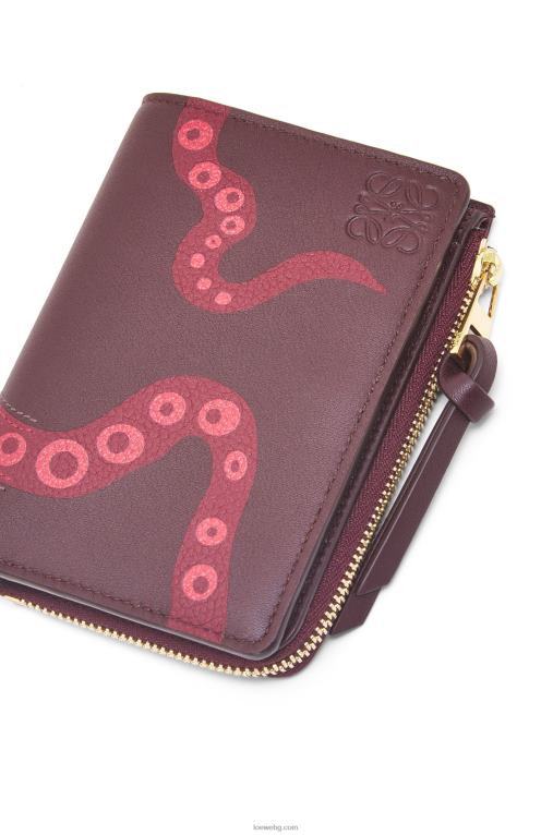 Loewe тънък портфейл с цип Octopus от класическа телешка кожа F84B81303 Жени подрязвам
