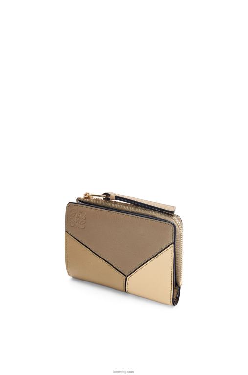 Loewe puzzle тънък двоен портфейл в класическо теле F84B81258 Жени глина зелено/масло