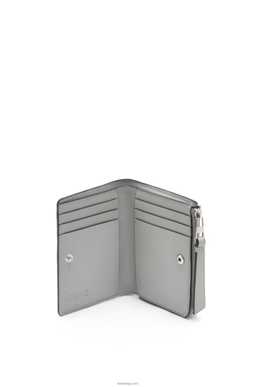 Loewe puzzle тънък двоен портфейл в класическо теле F84B81260 Жени пепеляво сиво/светъл селадон