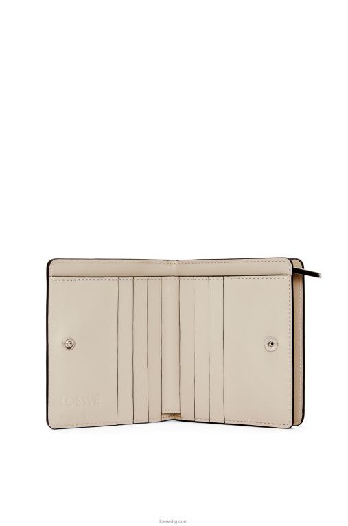 Loewe puzzle компактен портфейл с цип от класическа телешка кожа F84B81262 Жени лайм жълт/светъл овес