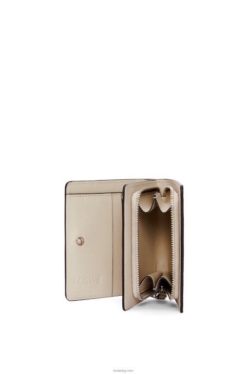 Loewe puzzle компактен портфейл с цип от класическа телешка кожа F84B81262 Жени лайм жълт/светъл овес