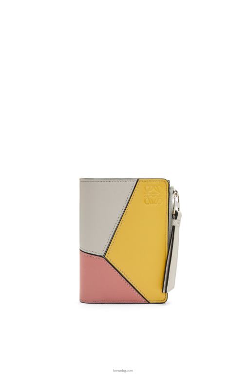 Loewe puzzle тънък двоен портфейл в класическо теле F84B81263 Жени призрак/цъфтеж на праскова