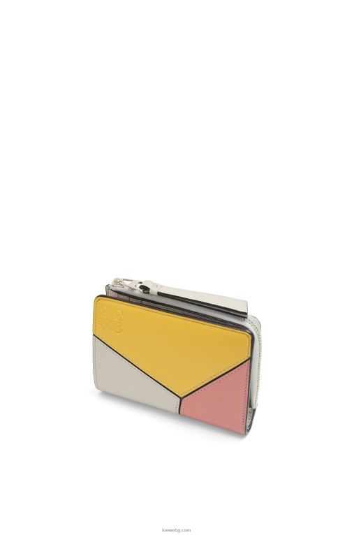 Loewe puzzle тънък двоен портфейл в класическо теле F84B81263 Жени призрак/цъфтеж на праскова