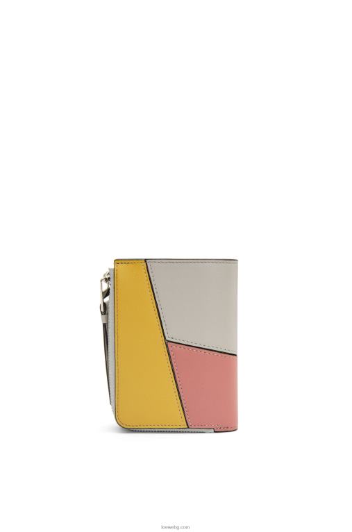 Loewe puzzle тънък двоен портфейл в класическо теле F84B81263 Жени призрак/цъфтеж на праскова