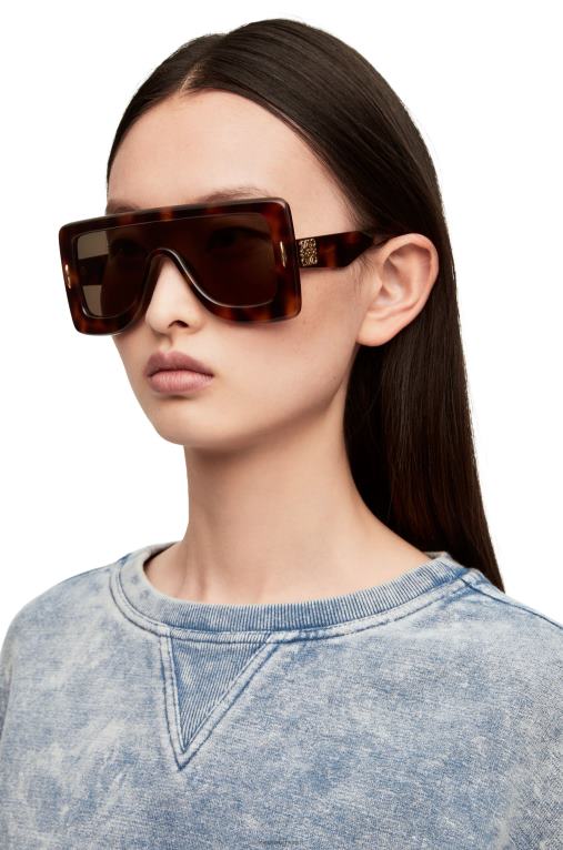 Loewe анаграм маска слънчеви очила в ацетат F84B81490 Жени Хавана