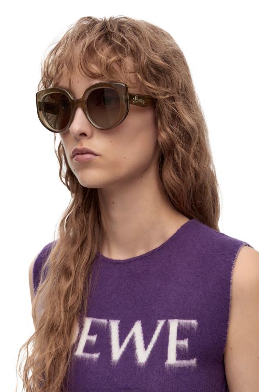 Loewe слънчеви очила тип пеперуда от ацетат F84B81496 Жени кафяво зелено